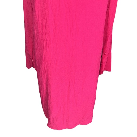 Equipment Bonnie Fuchsia Carmine Pink Cutout Long Sleeve Tunic Mini Dress - M - Picture 12 of 16